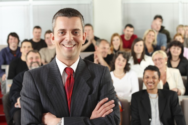 businessman happy leader speaker audience team1